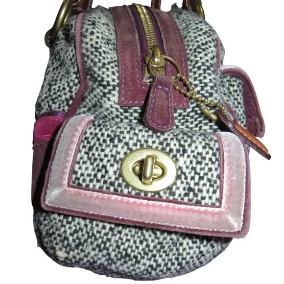 Coach 2005 Vintage Soho Tweed, Suede & leather Mini Boston Bag Satchel - Picture 3 of 15